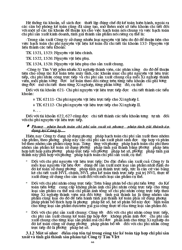 image for page Kế toán Chi phí sản xuất và tính Giá thành sản phẩm tại Công ty Tân Việt