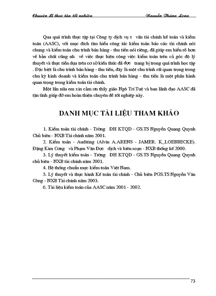 image for page Kiểm toán chu trình bán hàng thu tiền trong Kiểm toán Báo cáo tài chính do AASC thực hiện