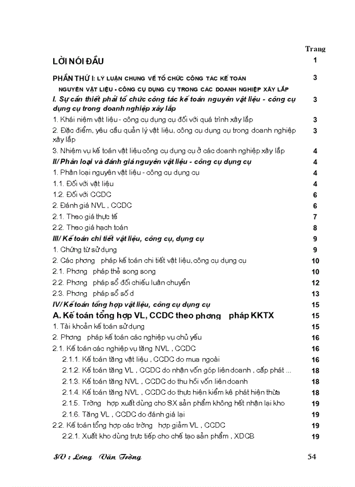 image for page Kế toán Nguyên vật liệu Công cụ dụng cụ ở Công ty Xây dựng Hương Giang - bộ quốc phòng