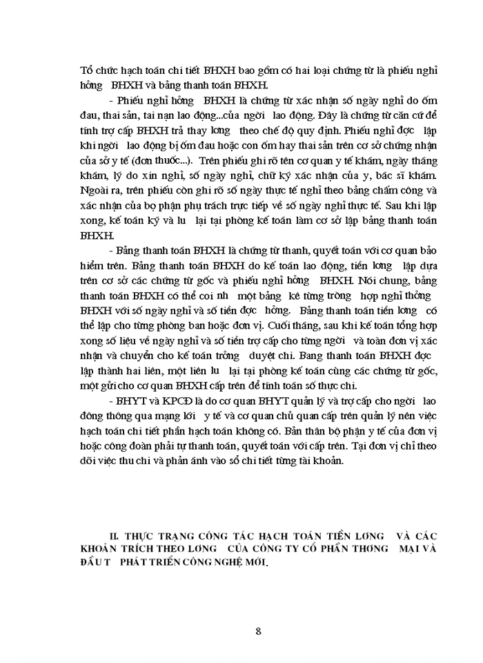image for page Hạch toán tiền lương và các khoản trích theo lương tại cổ phần Thương mại và đầu tư phát triền công nghệ mới