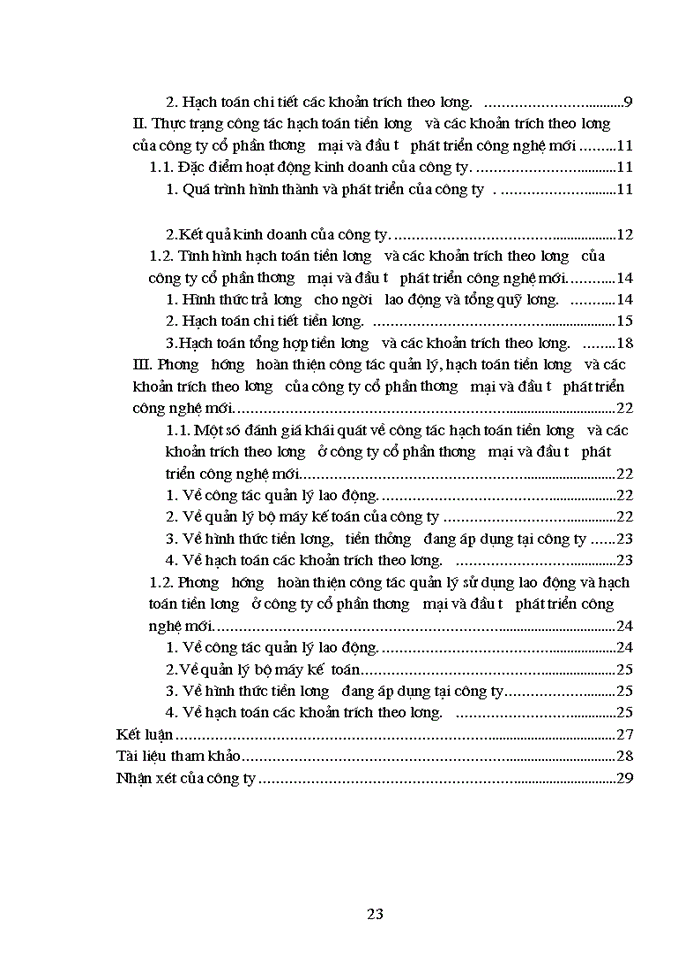 image for page Hạch toán tiền lương và các khoản trích theo lương tại cổ phần Thương mại và đầu tư phát triền công nghệ mới
