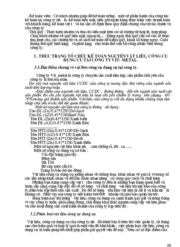 image for page Tổ chức Kế toán Nguyên vật liệu Công cụ dụng cụ tại Công ty Vit Metai