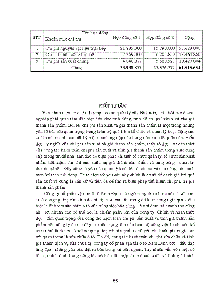 image for page Kế toán tập hợp chi phí sửa chữa và tính giá thành dịch vụ sửa chữa ở Công ty Cổ phần vận tải Ô tô Nam Định