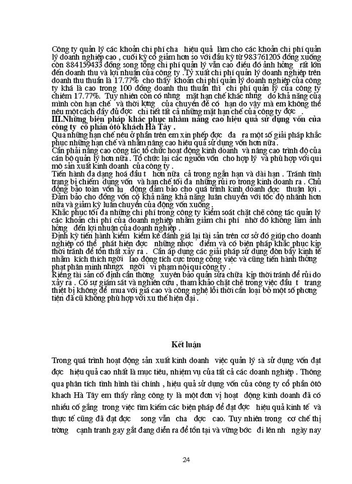 image for page Hiệu quả sử dụng vốn ở Công ty cổ phần Ô tô khách Hà Tây