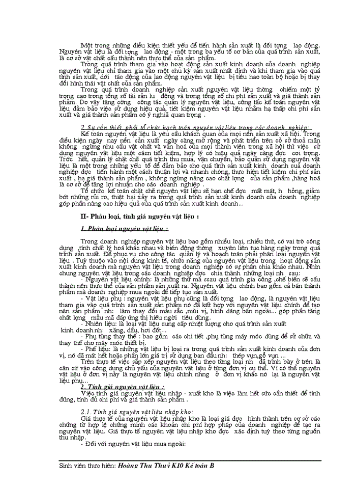 Một số vấn đề về công tác Kế toán Nguyên vật liệu với việc tăng cường quản lý Nguyên vật liệu ở doanh nghiệp