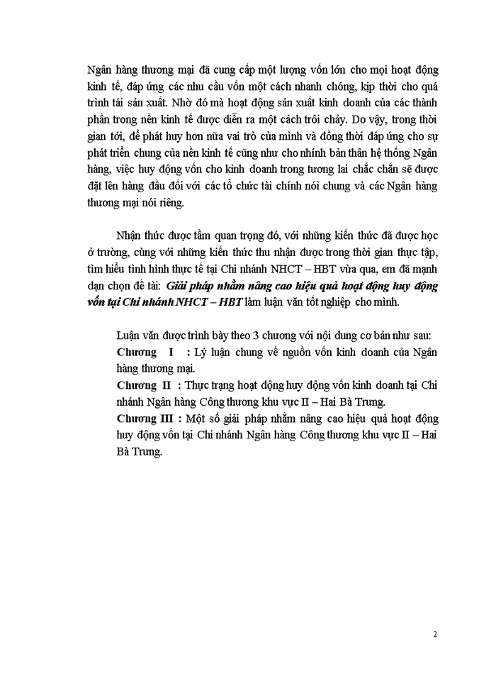 THS Giải pháp nhằm nâng cao hiệu quả hoạt động huy động vốn tại Chi nhánh ngân hàng Công thương Hai Bà Trưng