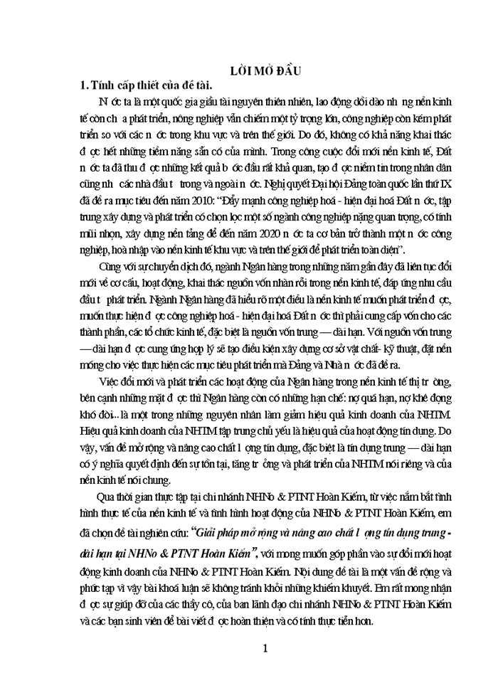 image for page Giải pháp mở rộng và nâng cao chất lượng tín dụng trung dài hạn tại Ngân Hàng Nông nghiệp và Phát triển Nông thôn Hoàn Kiếm