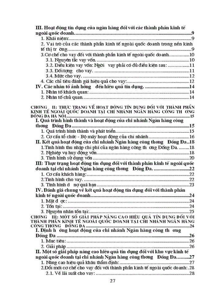image for page Nâng cao hiệu quả tín dụng đối với thành phần kinh tế ngoài quốc doanh tại chi nhánh Ngân hàng Công thương - Đống Đa