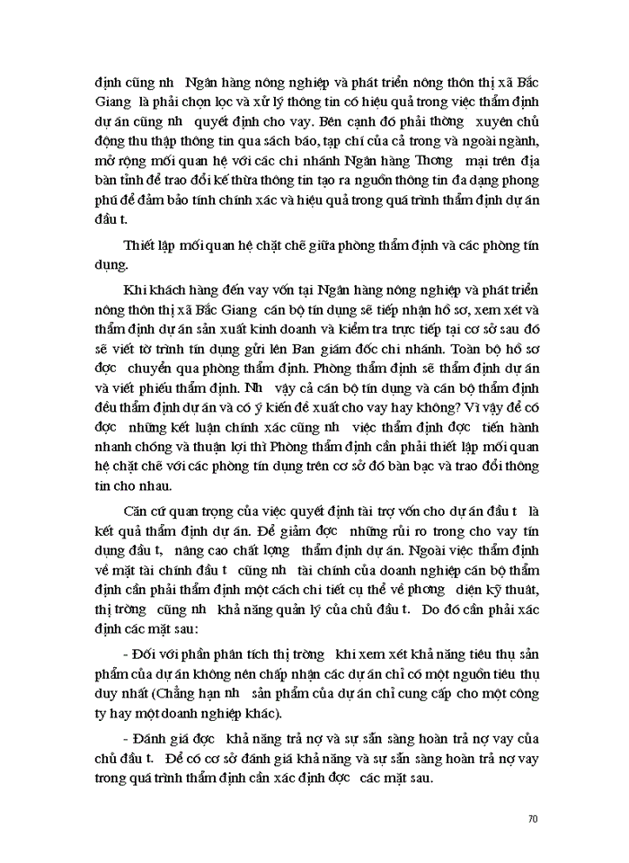 image for page Hoàn thiện hoạt động thẩm định dự án đầu tư tại Ngân Hàng Nông nghiệp và Phát triển Nông thôn thị xã Bắc Giang