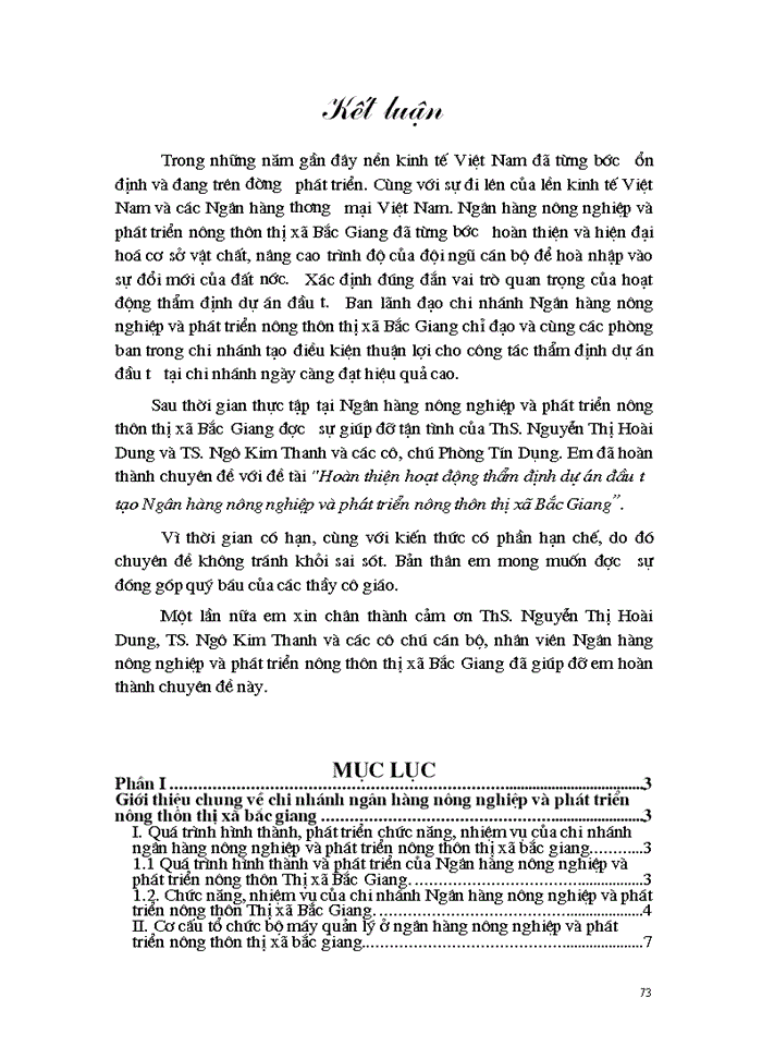 image for page Hoàn thiện hoạt động thẩm định dự án đầu tư tại Ngân Hàng Nông nghiệp và Phát triển Nông thôn thị xã Bắc Giang