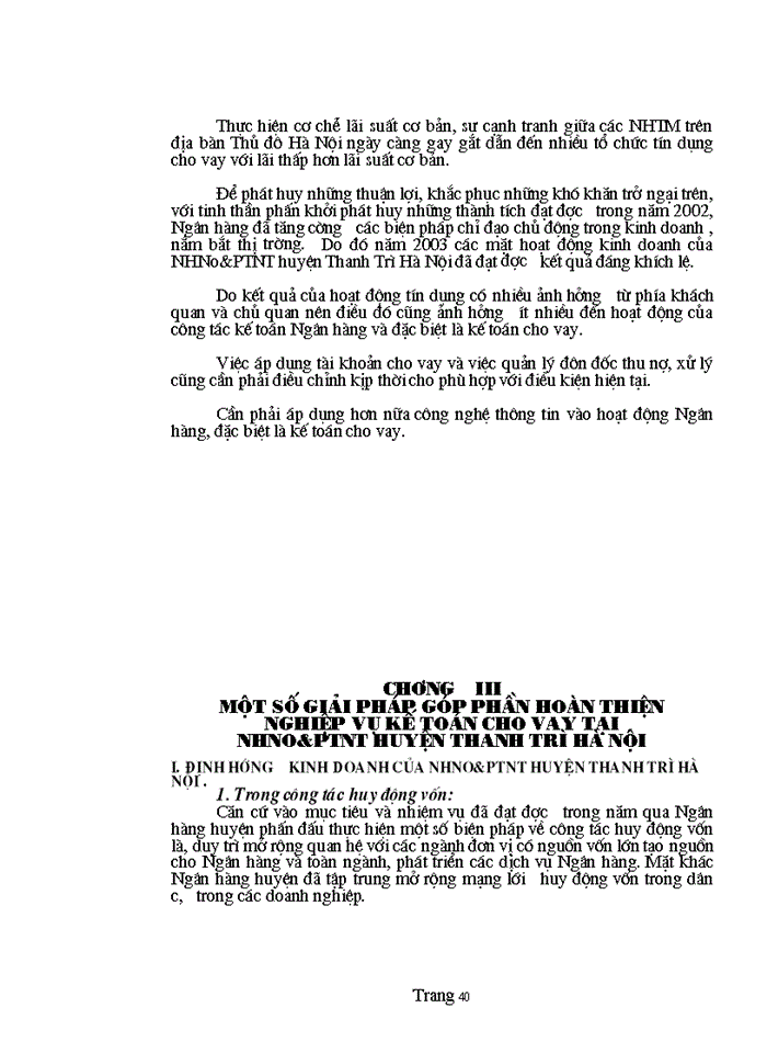 image for page Một số Giải pháp nhằm nâng cao hiệu quả của Kế toán cho vay tại Ngân Hàng Nông nghiệp và Phát triển Nông thôn huyện Thanh Trì HN