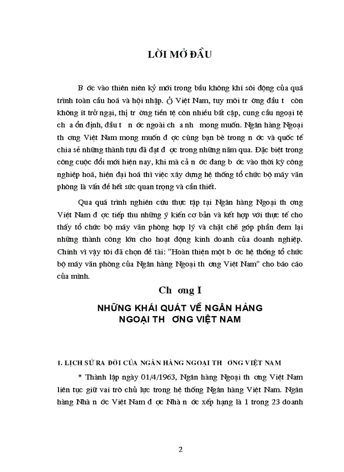 Hoàn thiện 1bước hệ thống tổ chức bộ máy văn phòng của Ngân hàng Ngoại thương Việt Nam