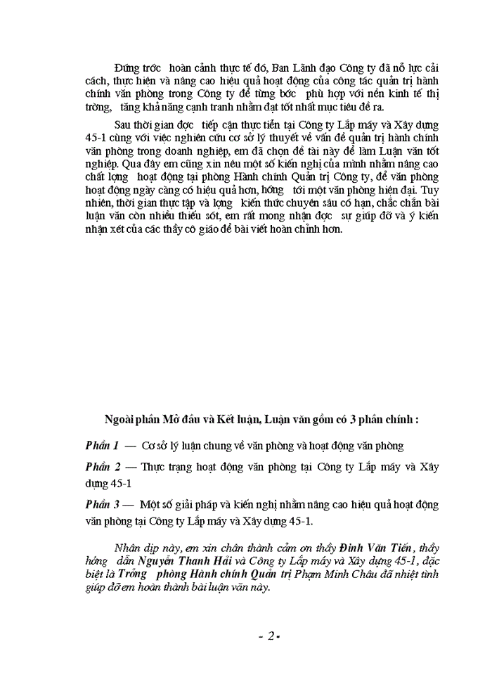 Thực trạng hoạt động văn phòng tại Công ty Lắp máy và Xây dựng 45-1