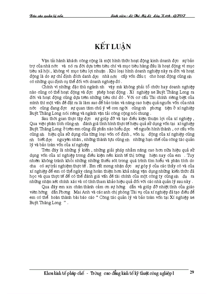 image for page Công tác quản lý và bảo toàn vốn tại Xí nghiệp xe Buýt Thăng Long