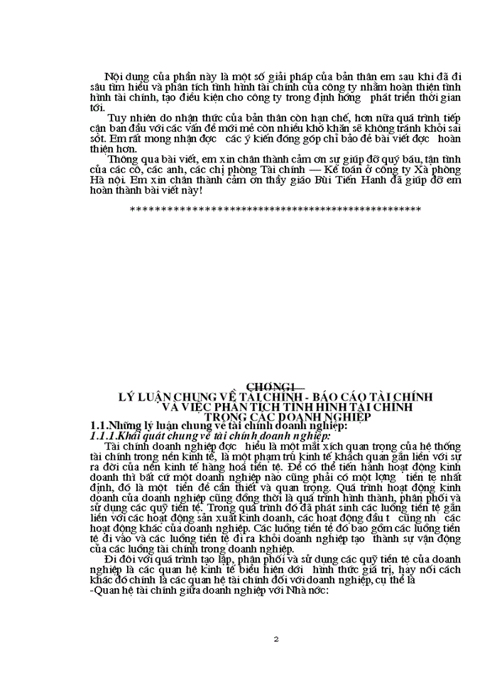 Báo cáo tài chínhvới việc phân tích tình hình tài chính của doanh nghiệp tại Công ty xà phòng Hà Nội