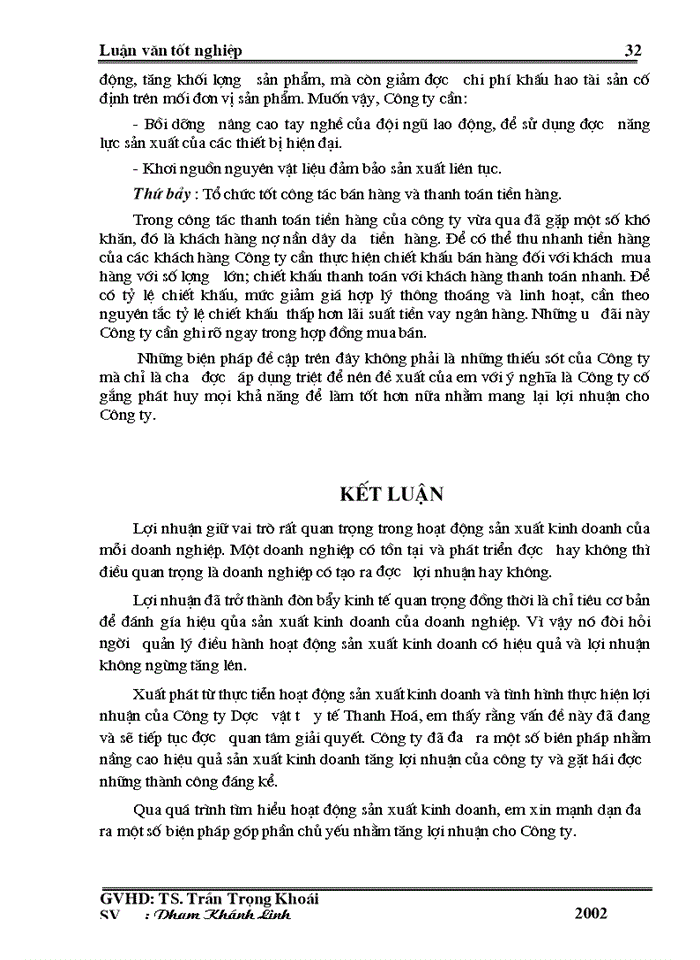 image for page Lợi nhuận và Một số biện pháp chủ yếu nhằm tăng lợi nhuận ở Công ty Dược Vật tư Y tế Thanh Hóa