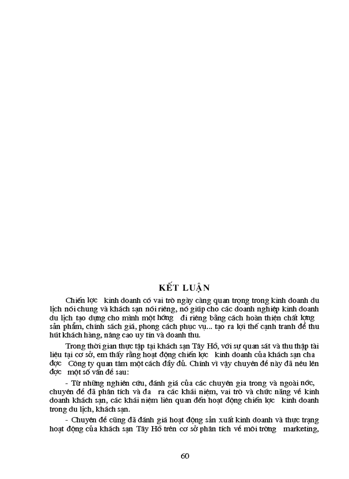 image for page Một số kiến nghị nhằm hoàn thiện chiến lược Kinh doanh của Công ty Du Lịch dịch vụ Tây Hồ