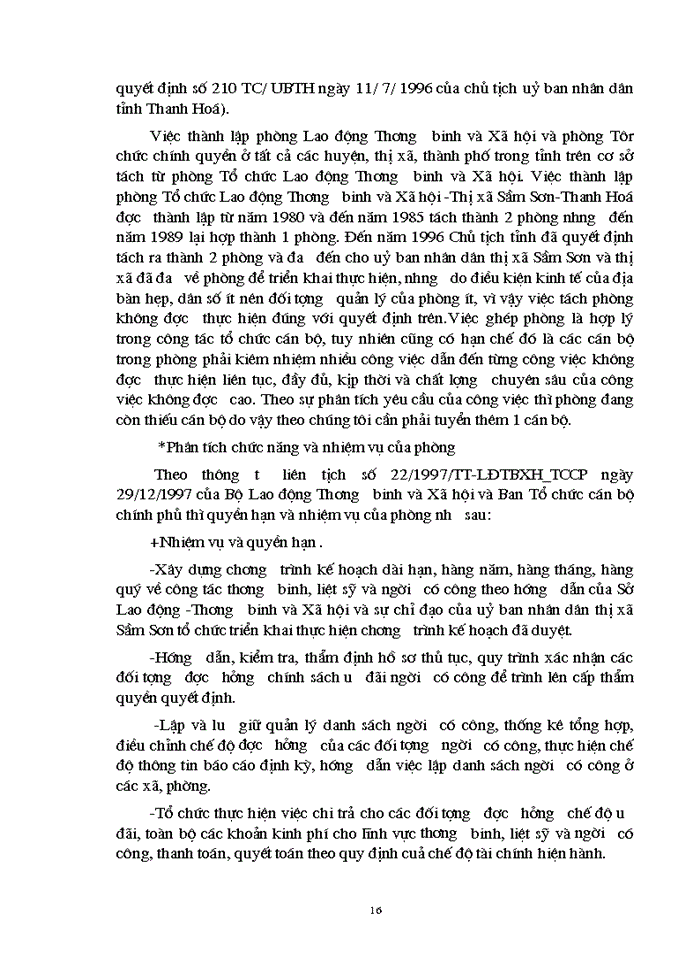 image for page Phân tích công tác tổ chức và hoạt động của phòng tổ chức lao động và thương binh Xã hội - thị xã Sầm Sơn