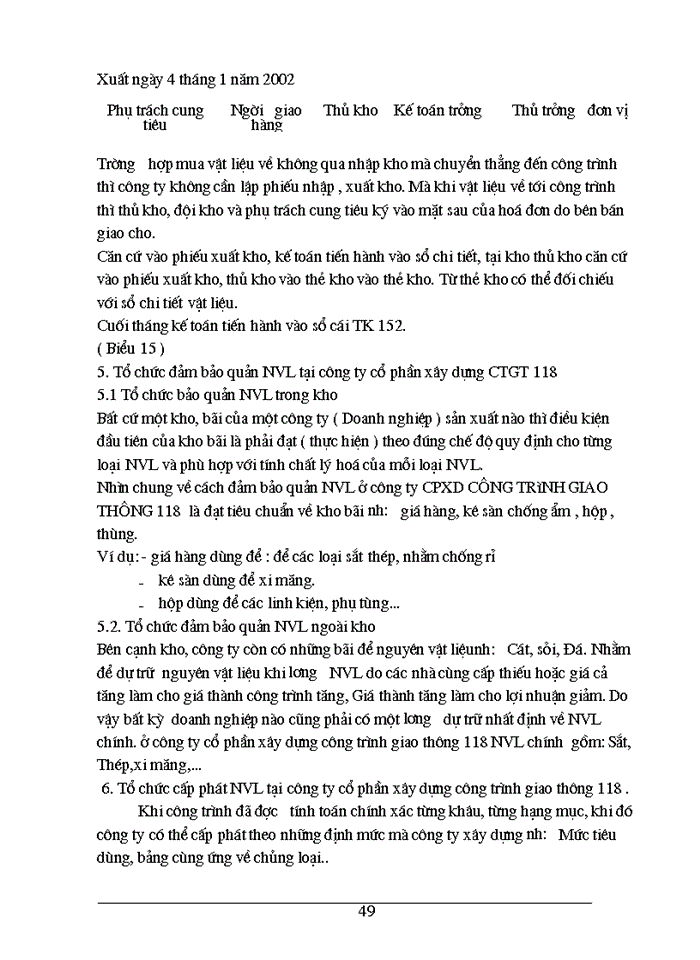 image for page Công tác quản lý Nguyên vật liệu ở Công ty Cổ phần Xây dựng công trình giao thông 118