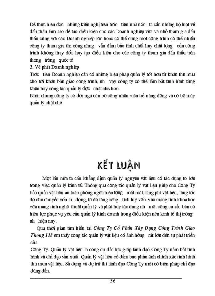 image for page Công tác quản lý Nguyên vật liệu ở Công ty Cổ phần Xây dựng công trình giao thông 118