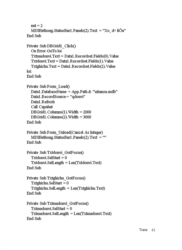 image for page Xây dựng chương trình quản lý nhân sự của chi cục Dự trữ Sóc Sơn dựa trên ngôn ngữ VISUAL BASIC