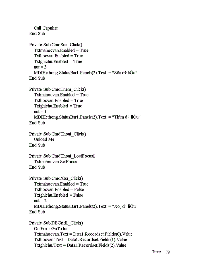image for page Xây dựng chương trình quản lý nhân sự của chi cục Dự trữ Sóc Sơn dựa trên ngôn ngữ VISUAL BASIC