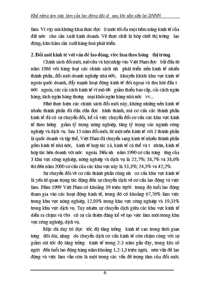 image for page Khả năng tìm việc làm của lao động dôi dư sau khi sắp xếp lại Doanh nghiệp Nhà Nước