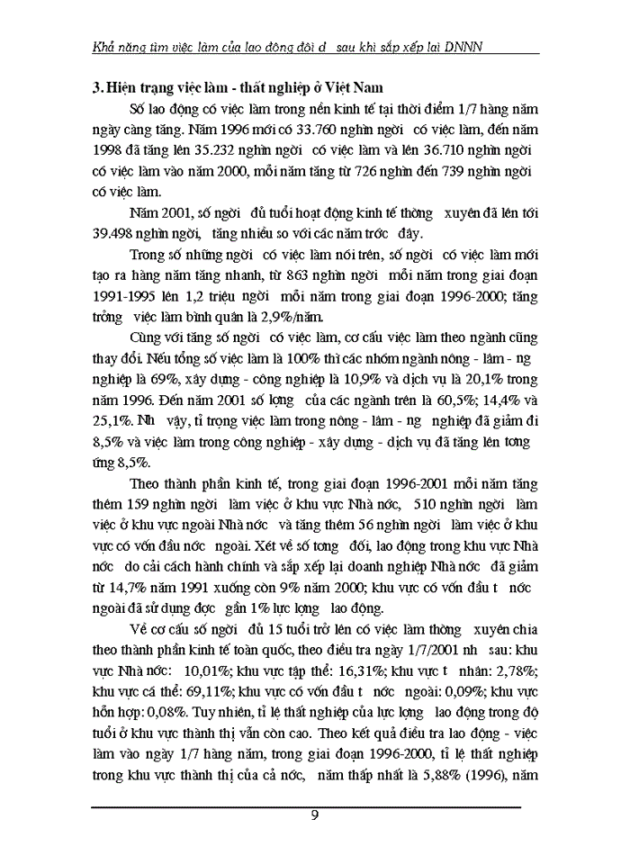 image for page Khả năng tìm việc làm của lao động dôi dư sau khi sắp xếp lại Doanh nghiệp Nhà Nước