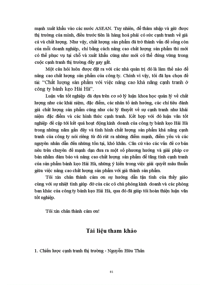 image for page Chất lượng sản phẩm với việc nâng cao khẳ năng cạnh tranh của Công ty Bánh kẹo Hải Hà