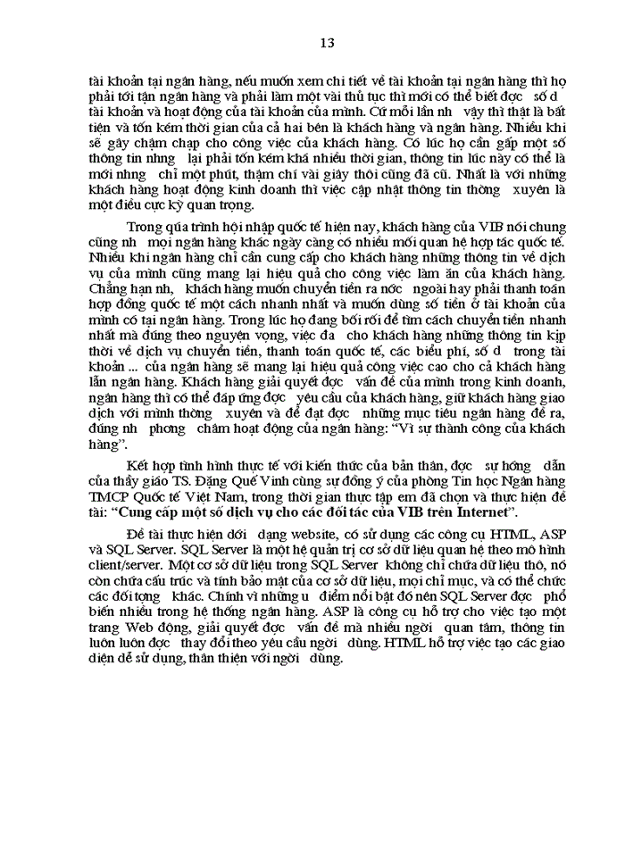 image for page THS Cung cấp Một số dịch vụ cho các đối tác của VIB trên mạng Intemet