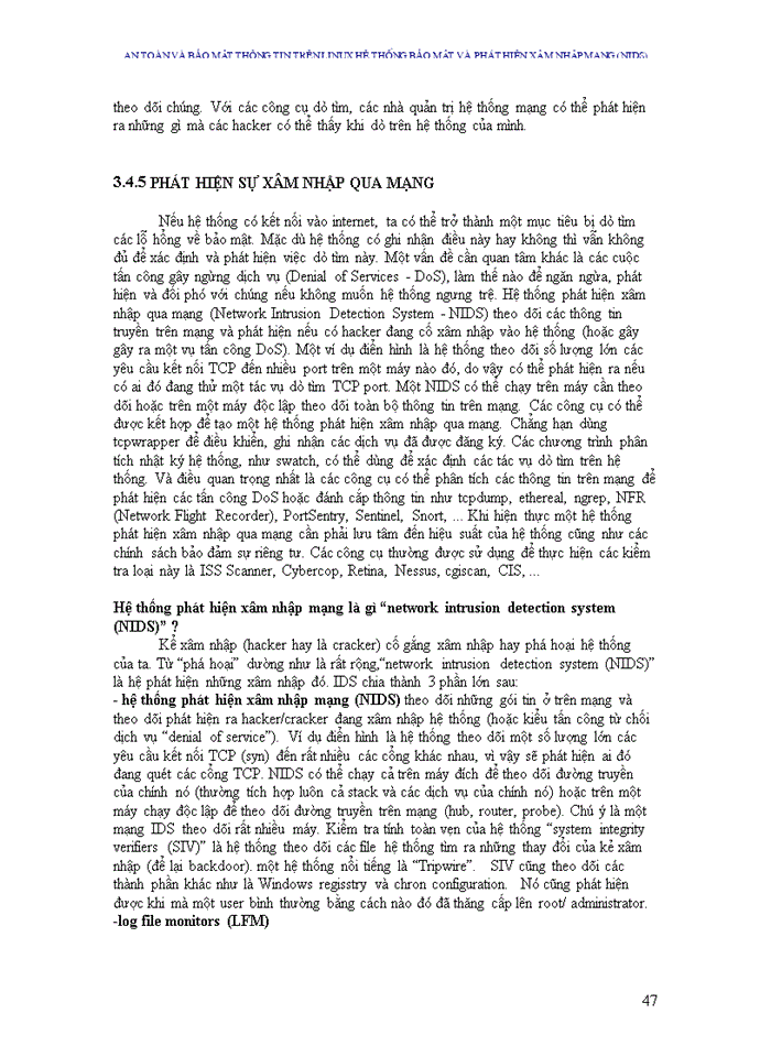 image for page An toàn và bảo mật thông tin trên LINUX Hệ thống bảo mật và phát hiện xâm nhập mạng Nids