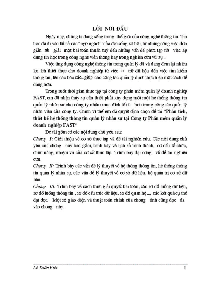 image for page THS Phân tích thiết kế hệ thống thông tin quản lý nhân sự tại Công ty Phần mềm quản lý doanh nghiệp FAST