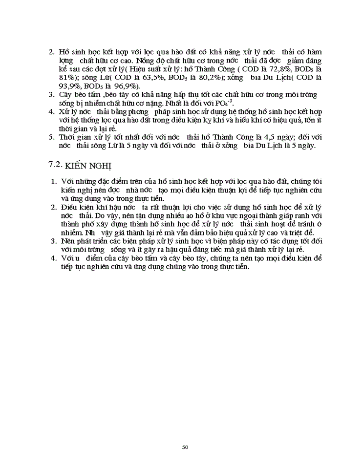 image for page Sử dụng hệ thống hồ sinh học kết hợp với hệ thống lọc qua hào đất để xử lý nước thải có nồng độ chất hữu cơ cao