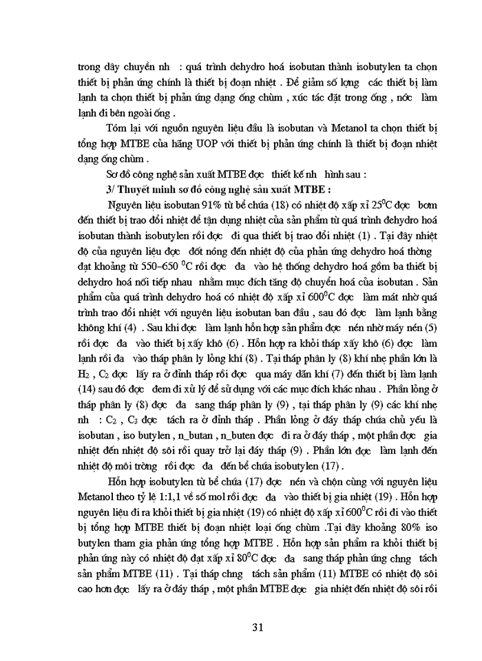 image for page Thiết kế phân xưởng sản xuất MTBE Metyltert butyl ete