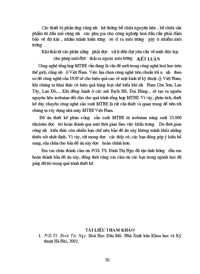 image for page Thiết kế phân xưởng sản xuất MTBE Metyltert butyl ete