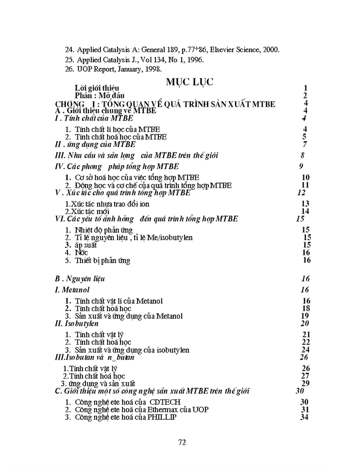image for page Thiết kế phân xưởng sản xuất MTBE Metyltert butyl ete