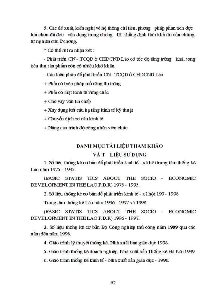 image for page Phương pháp thống kê trong phân tích tình hình phát triển Công nghiệp - thủ công ở CHĐCông nghiệp Lào 85-89 và dự báo