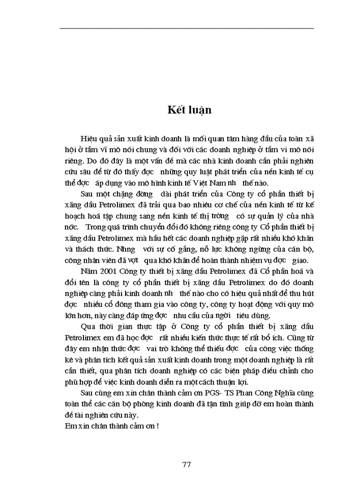 image for page Nghiên cứu thống kê kết quả Sản xuất Kinh doanh của Công ty Cổ phần thiết bị Xăng Dầu Petrolimex