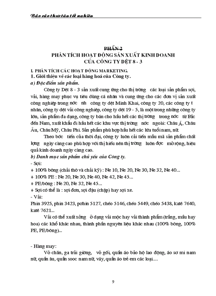 image for page Báo cáo Tại Công ty dệt 8-3