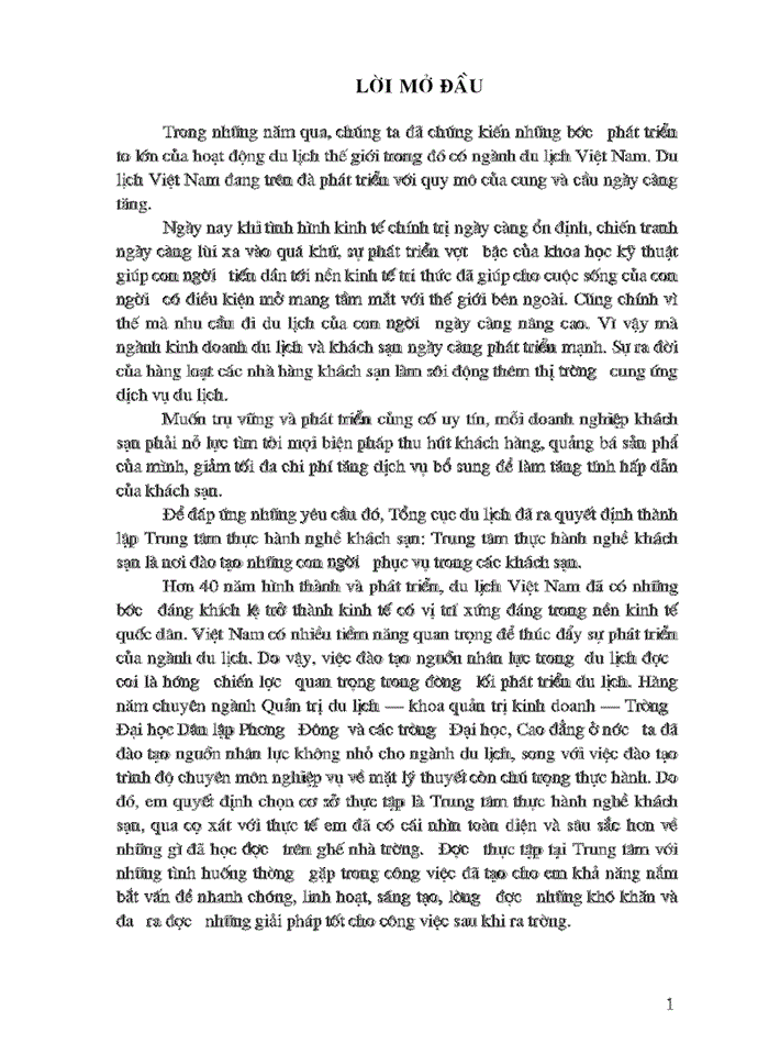 image for page Báo cáo Tại trung tâm thực hàng nghề khách sạn