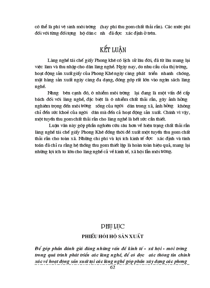 image for page Tính toán hiệu quả kinh tế của việc thiết lập hệ thống thu gom chất thải rắn làng giấy Phong Khuê huyện Yên Phong BN