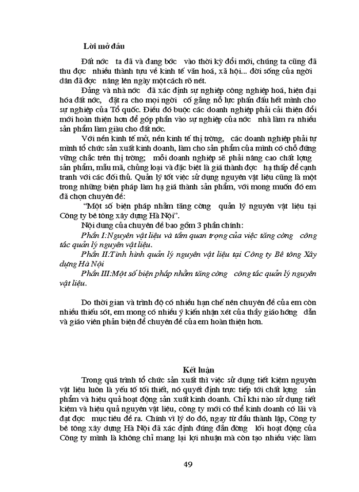 image for page Tình hình quản lý Nguyên vật liệu tại Công ty Bê tông Xây dựng Hà Nội
