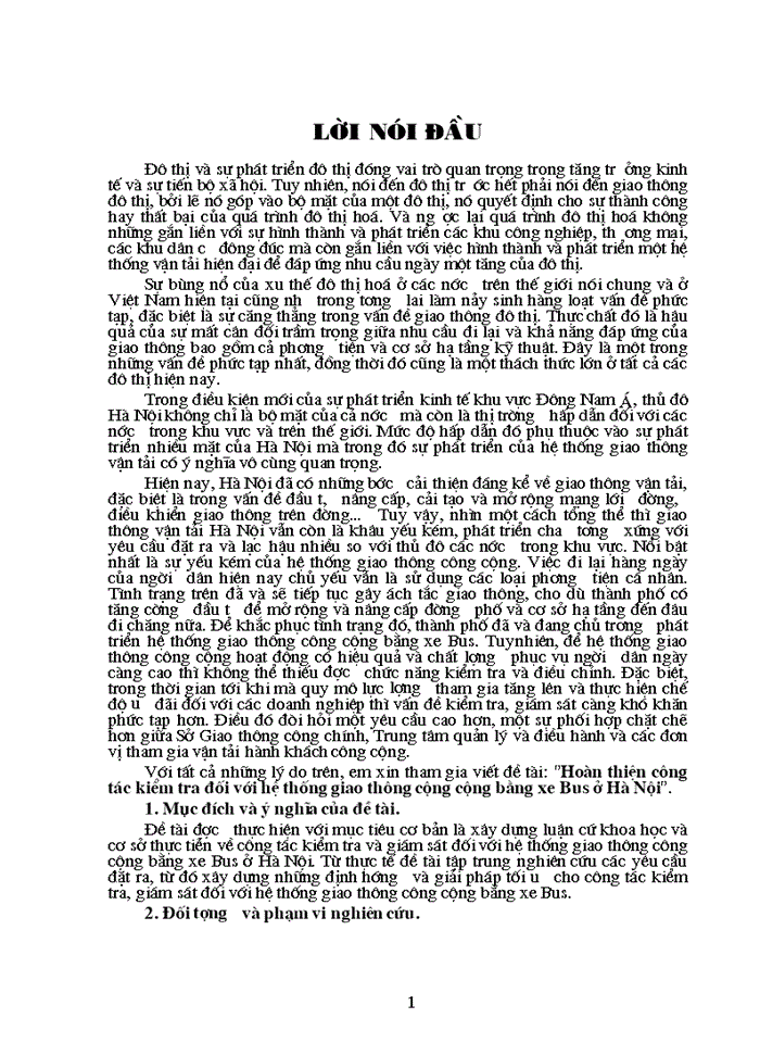 Hoàn thiện công tác kiểm tra đối với hệ thống giao thông công cộng bằng xe Bus ở Hà Nội