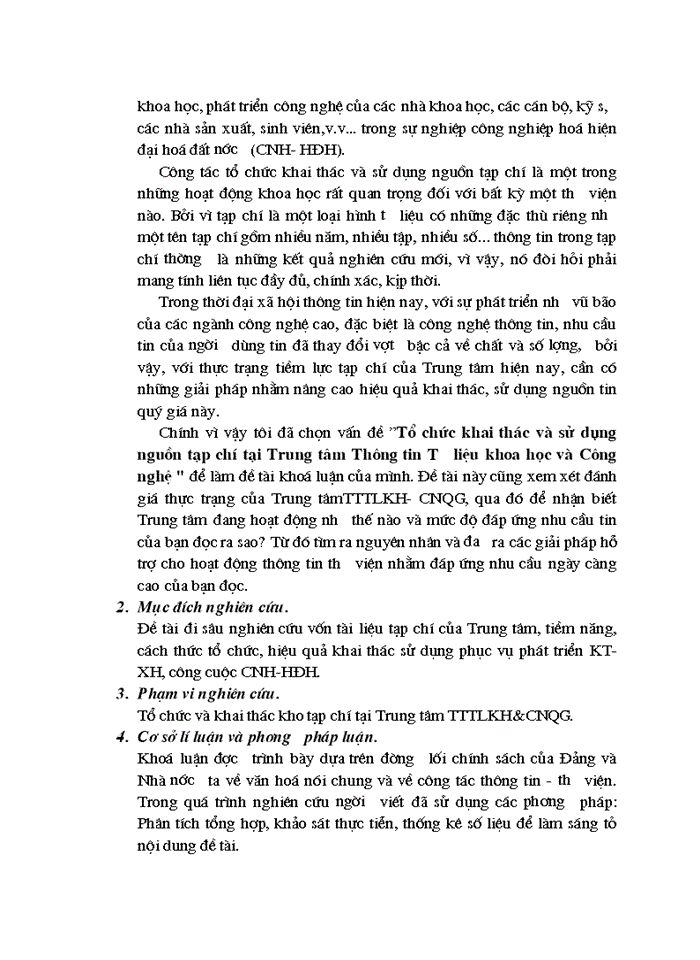 image for page Tổ chức khai thác và sử dụng nguồn tạp chí tại Trung tâm Thông tin Tư liệu khoa học và công nghệ