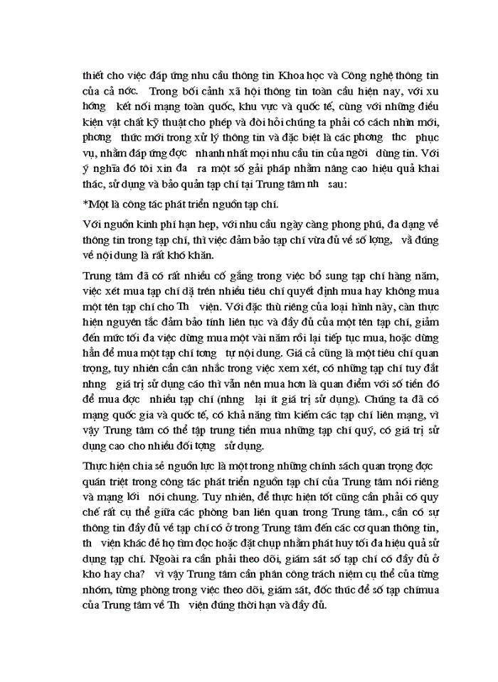 image for page Tổ chức khai thác và sử dụng nguồn tạp chí tại Trung tâm Thông tin Tư liệu khoa học và công nghệ