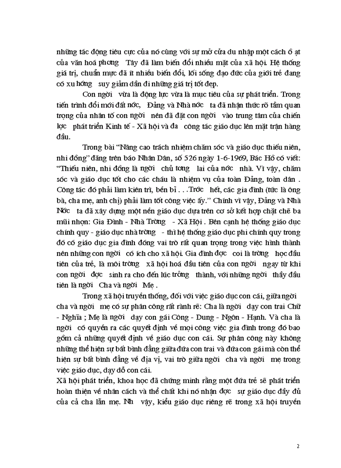 image for page Thực trạng sự phân công vai trò giữa người cha và người mẹ trong việc giáo dục đạo đức cho con cái ở tuổi thành niên
