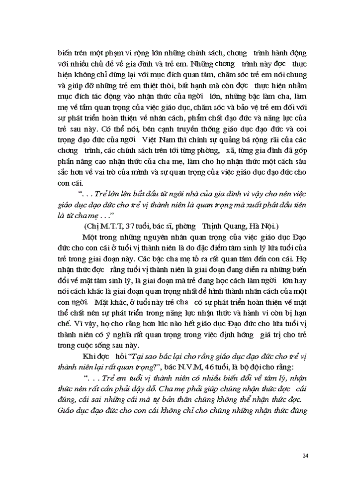 image for page Thực trạng sự phân công vai trò giữa người cha và người mẹ trong việc giáo dục đạo đức cho con cái ở tuổi thành niên