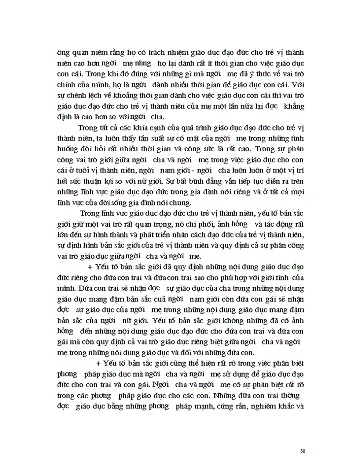 image for page Thực trạng sự phân công vai trò giữa người cha và người mẹ trong việc giáo dục đạo đức cho con cái ở tuổi thành niên
