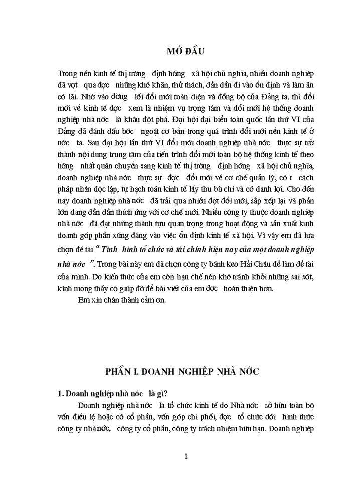 image for page Triết mác Tình hình tổ chức và tài chính hiện nay của 1 Doanh nghiệp Nhà Nước