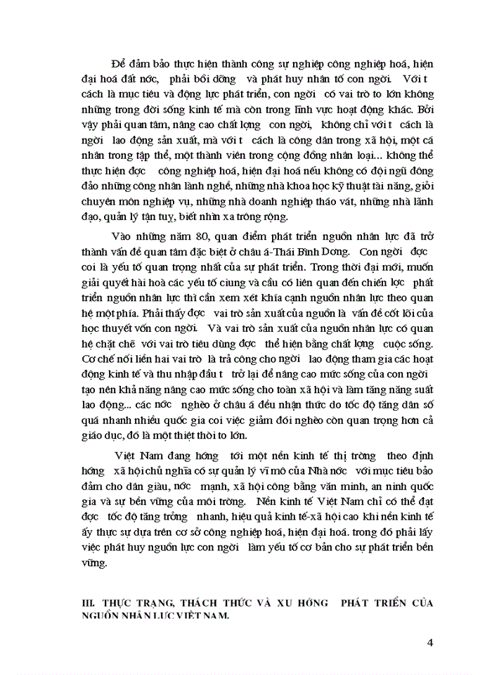 Triết mác Sự phát triển nguồn nhân lực - Vai trò của nó với sự nghiệp Công nghiệp hóa - Hiện đại hóa với nên kinh tế tri thực ở nước ta